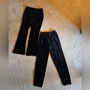 Girls 2 pair black velvet pants bundle
